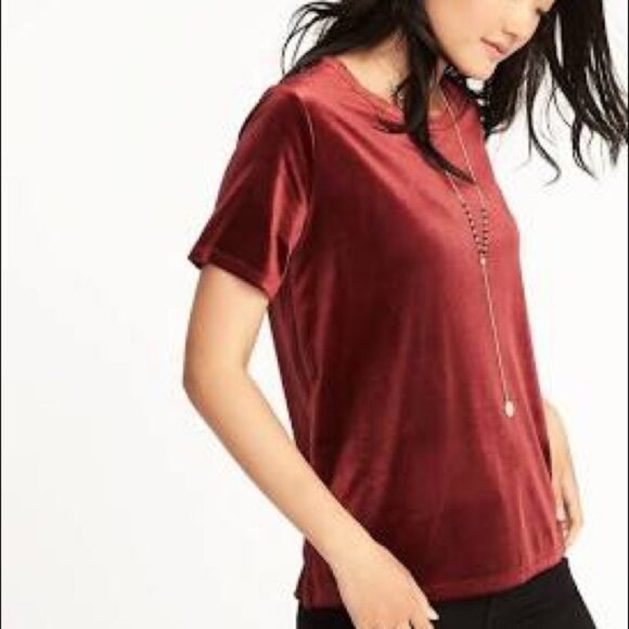 Old Navy Relaxed Red Wine Velvet Top, Size XLG - Picture 9 of 9